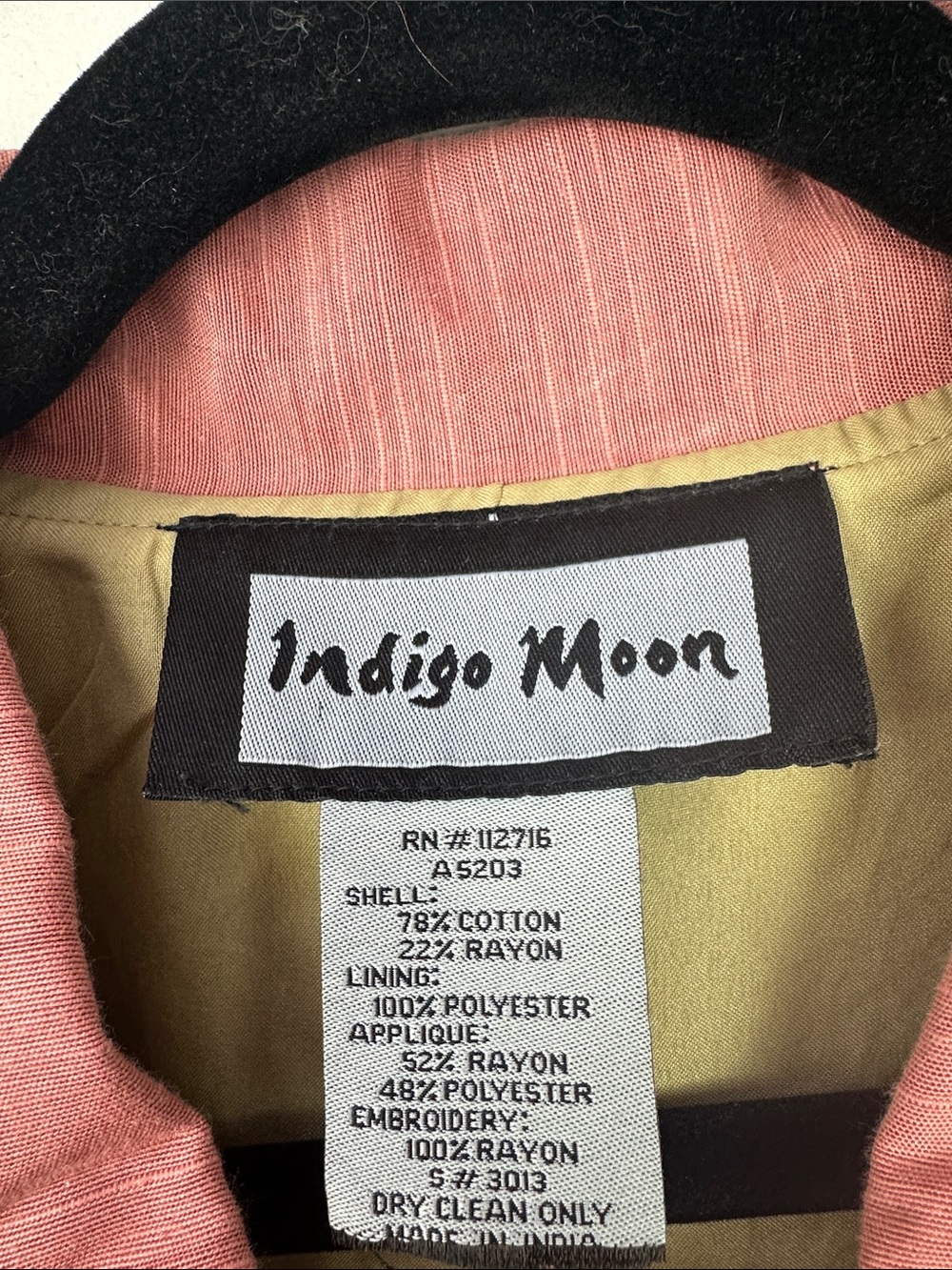 Vintage Indigo Moon Pink Gold Sequin Patchwork Art To Wear Jacket - Picture 10 of 11